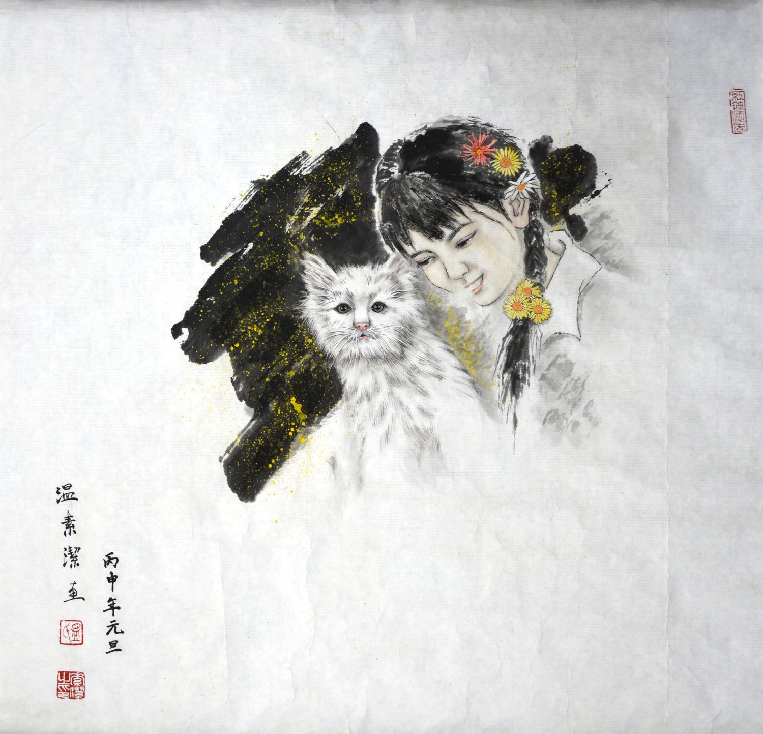 少女与小猫